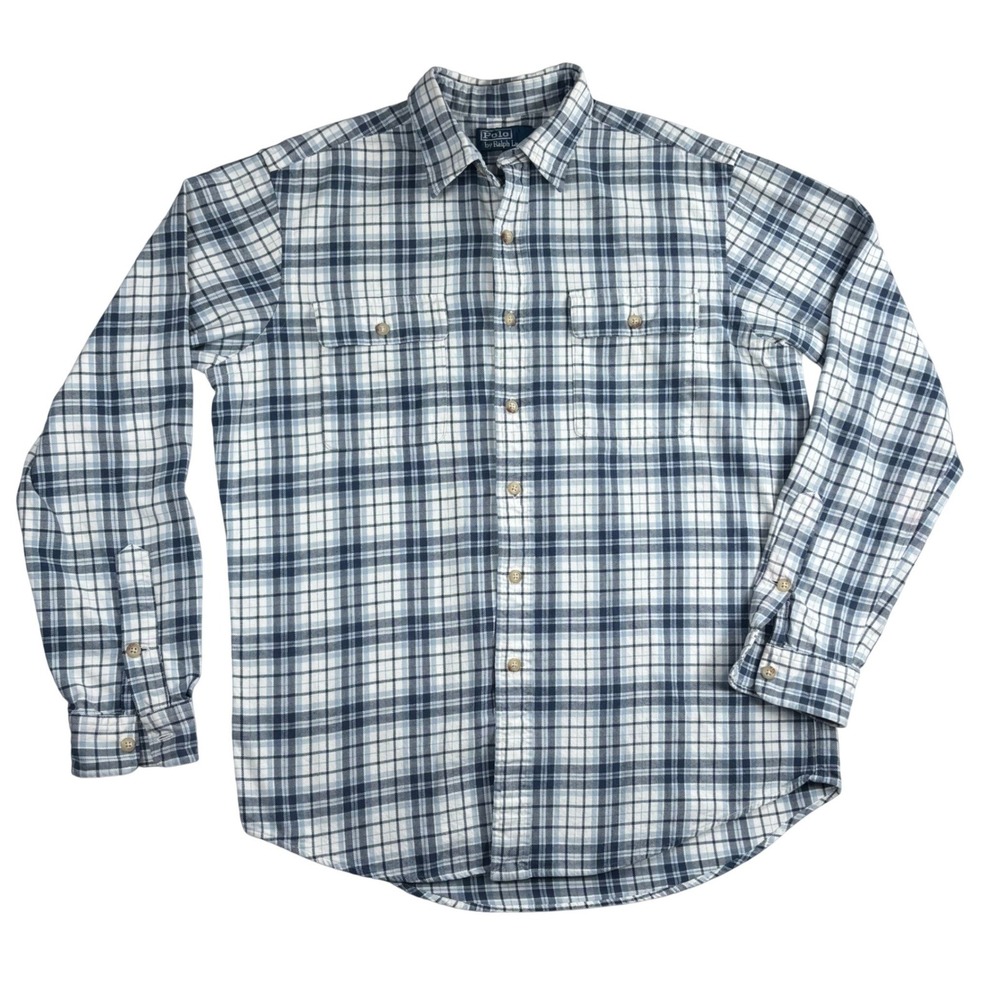 VTG 90s Polo Ralph Lauren Flannel Button Up Shirt‎ Plaid Preppy Heritage M